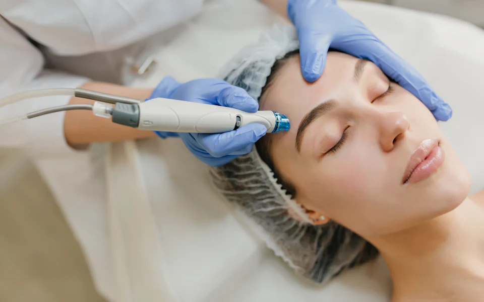 Soin du visage raffermissant réalisé avec un appareil professionnel en institut